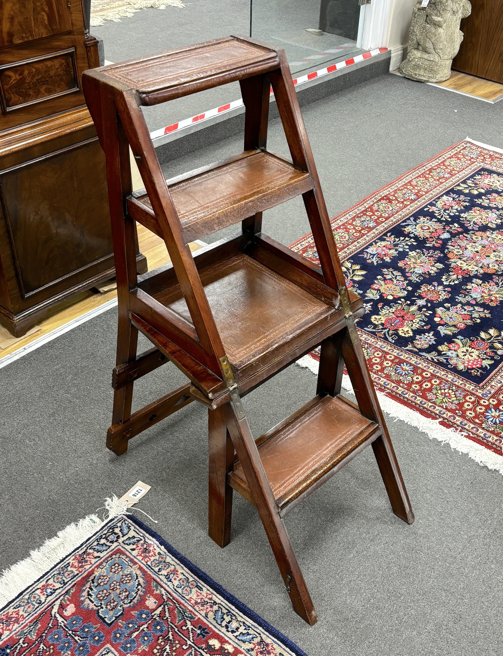 A Victorian mahogany metamorphic library chair/steps, width 41cm, depth 36cm, height 89cm